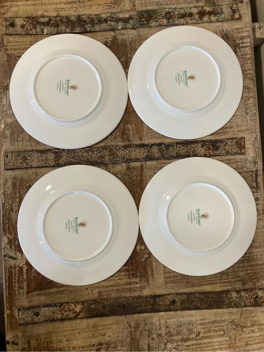 4 Salad Plates Waterford Fine China Holiday Ribbons Christmas Plates